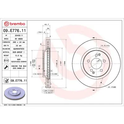 Disco de freno BREMBO 09.E776.11 Nuevo Modelo